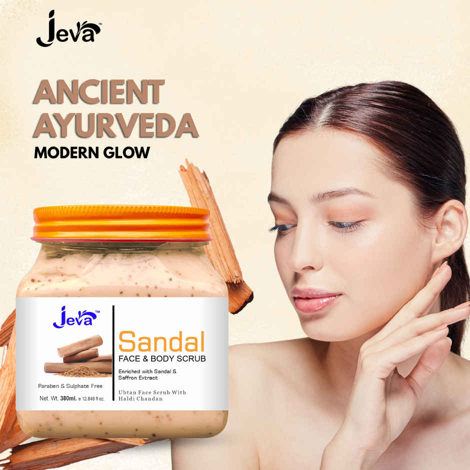 Jeva Sandal Ubtan Scrub with Haldi & Chandan | Natural Glow & Skin Brightening Gel