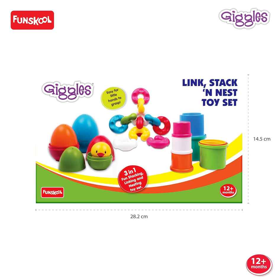 Giggles Funskool Link Stack N Nest Toy Set | Encourages Learning & Development | 12 Months +