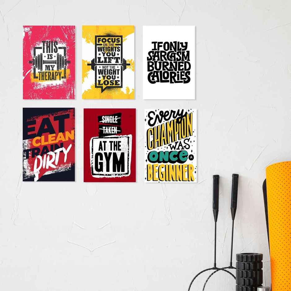Paper Plane Design Motivational Gym Workout Posters For Wall | Set Of 6 | Size 29 x 21 cm | D5