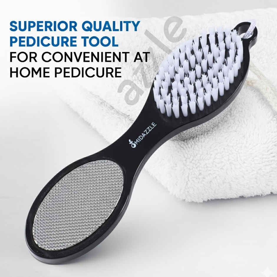 Midazzle 4in1 Foot Filer Pedicure Brush, Pumice Stone, Scrubber |MIFF5202 | Assorted