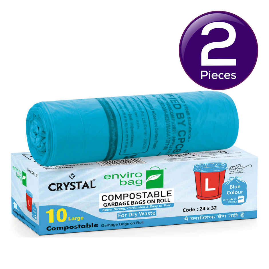Crystal Large Garbage Bag 24x32 Compostable, Blue Colour Combo