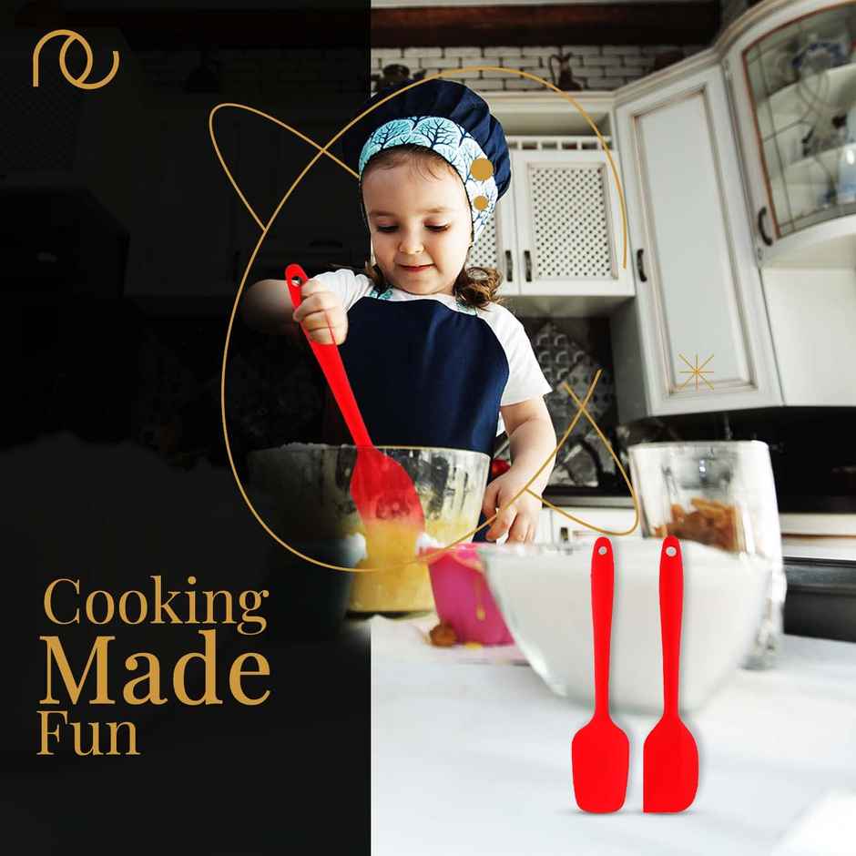 Frenchware Non-Stick Premium Silicone Spatula | Large Spatula & Large Spoon - Red