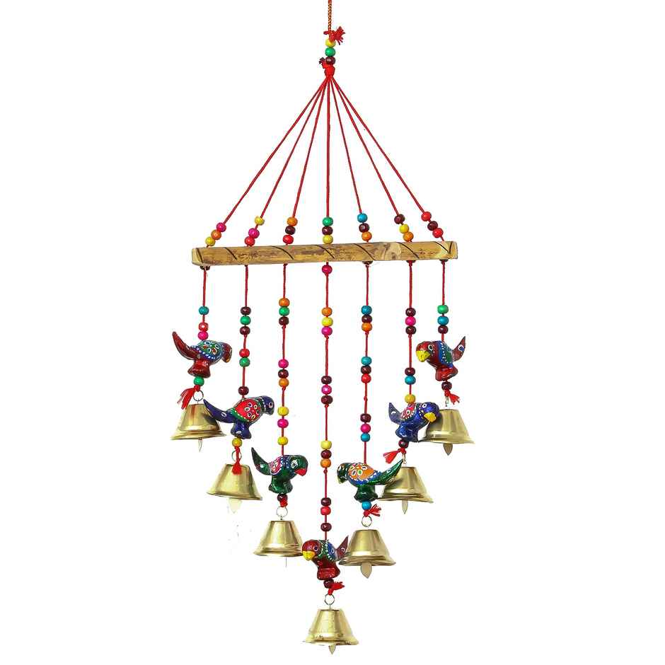 Parrot Beads Bells Hanging Wind Chimes | Housewarming Gift | Ecraftindia