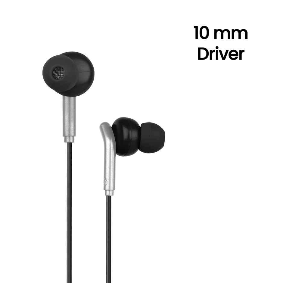 Zebronics Bro in Ear Wired Earphones with Mic, 3.5mm Audio Jack, 10mm Drivers, Phone/Tablet Compatible - Black