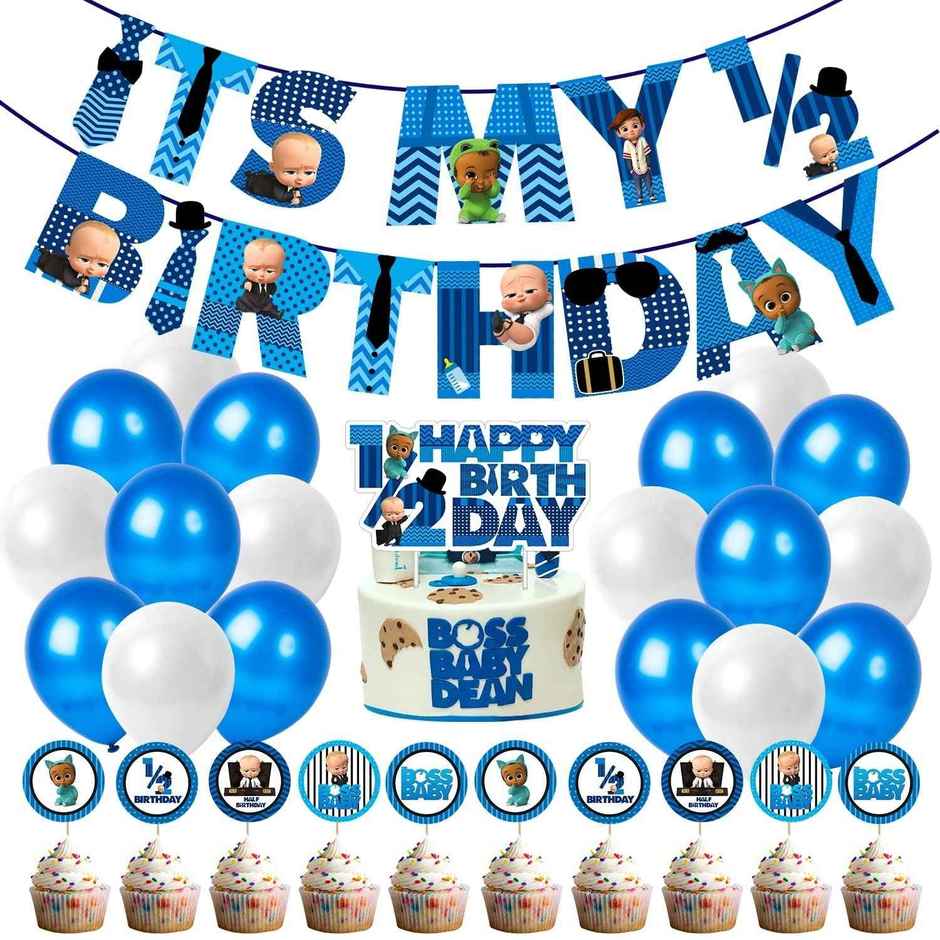 Boss Baby Theme Decorations | Half Birthday Decoration | Pack of 52 | Party Propz