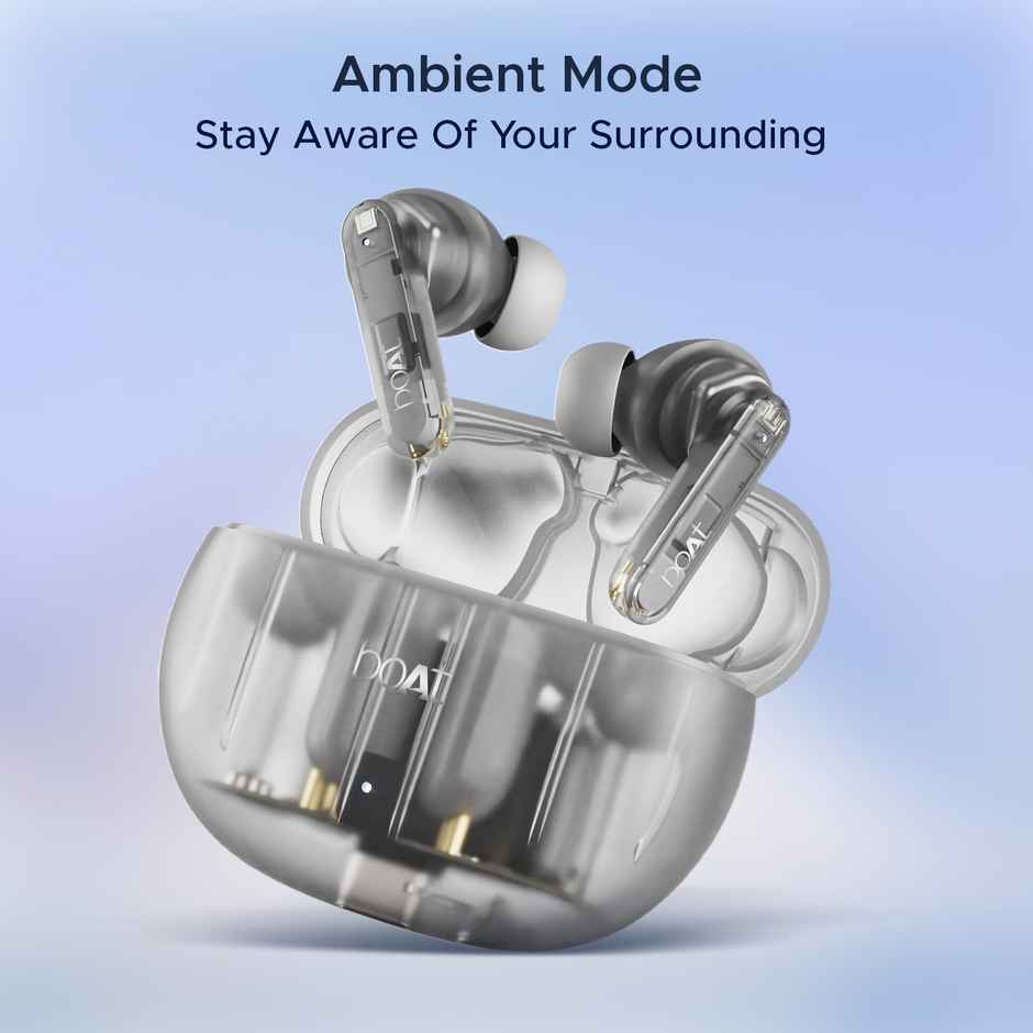 boAt Airdopes 191 ANC TWS Earbuds with mic, 32dB ANC, Ambient Mode, 60HRS Battery, 4Mics ENx, in-Ear Detection, IWP Tech, Fast Charge, v5.3 Bluetooth Earbuds - Pellucid White