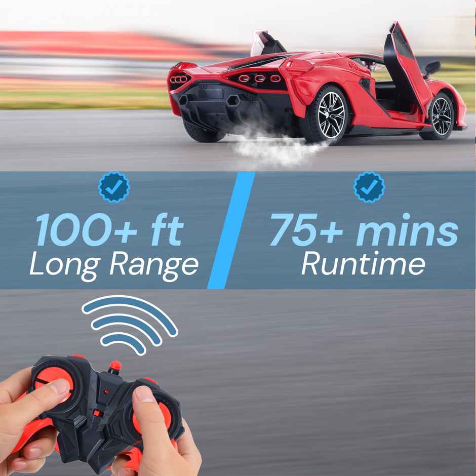 Race n Roll RC Door Opening Car | 1200mAh | 100+ft Range | Drift | Lam Red