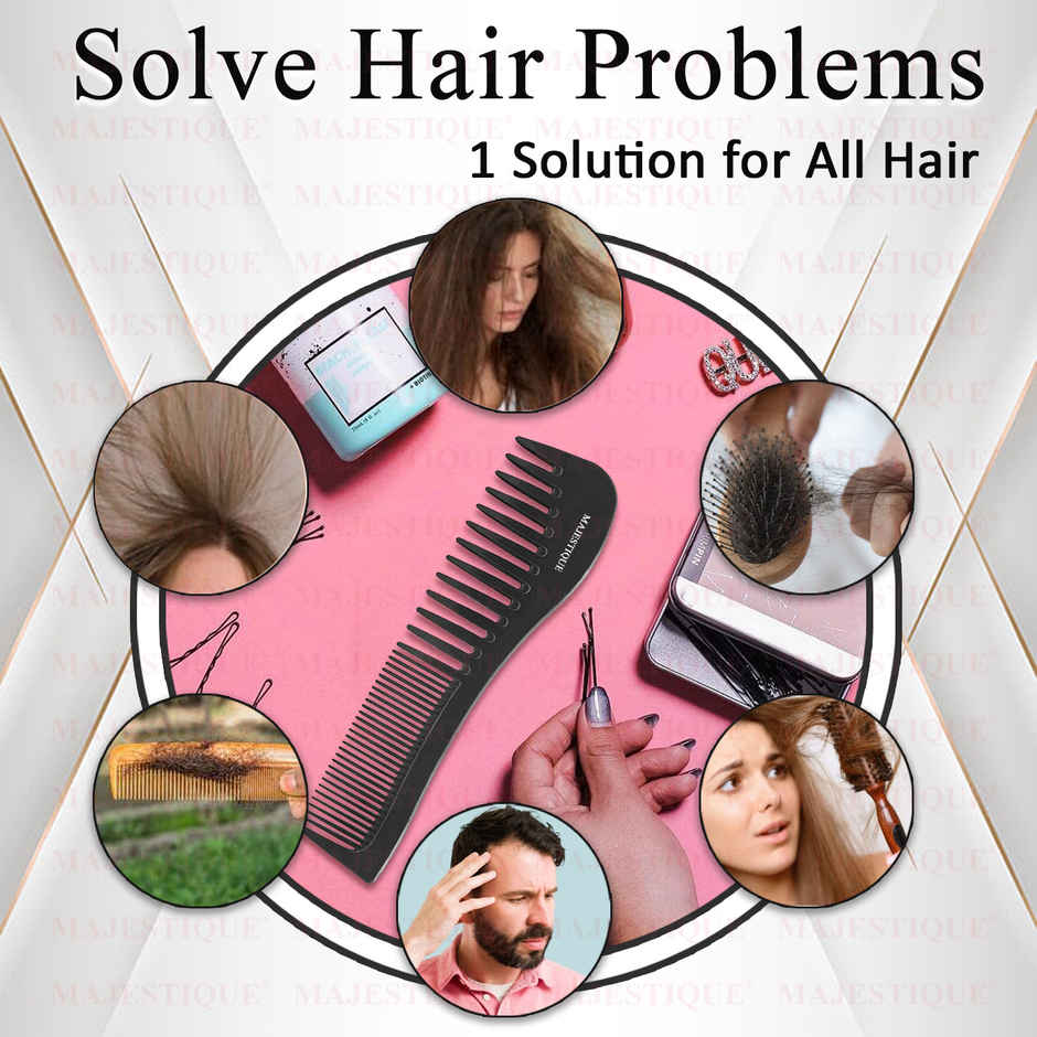 Majestique Professional 7.4 Inch Big Anti-Static Comb | Suitable for All Hair Types | Black