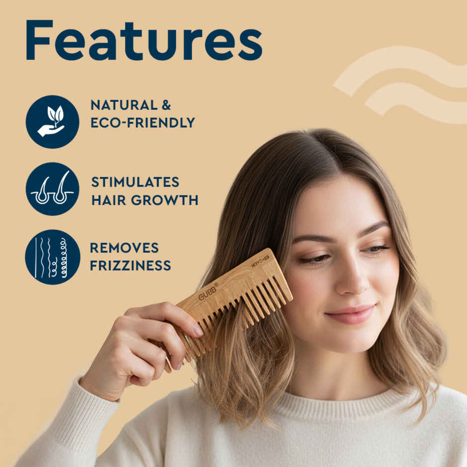 GUBB Wide Teeth Neem Wood Comb