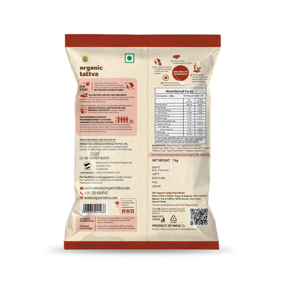 Organic Tattva Organic Multigrain Flour | 25% Multigrain, 75% Whole Wheat