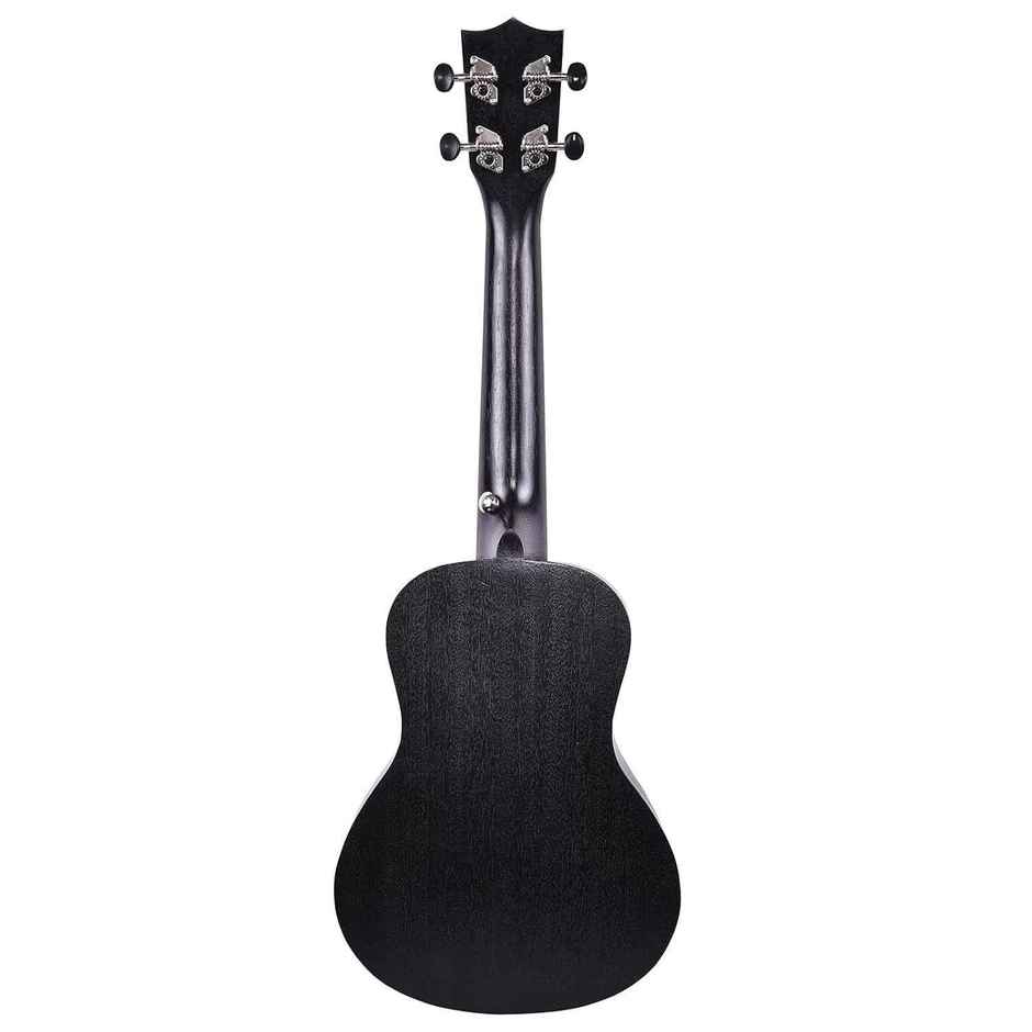 Kadence Concert Ukulele 23 Inch - Fluorocarbon Strings | Matte Finish | Strap & Bag | Black