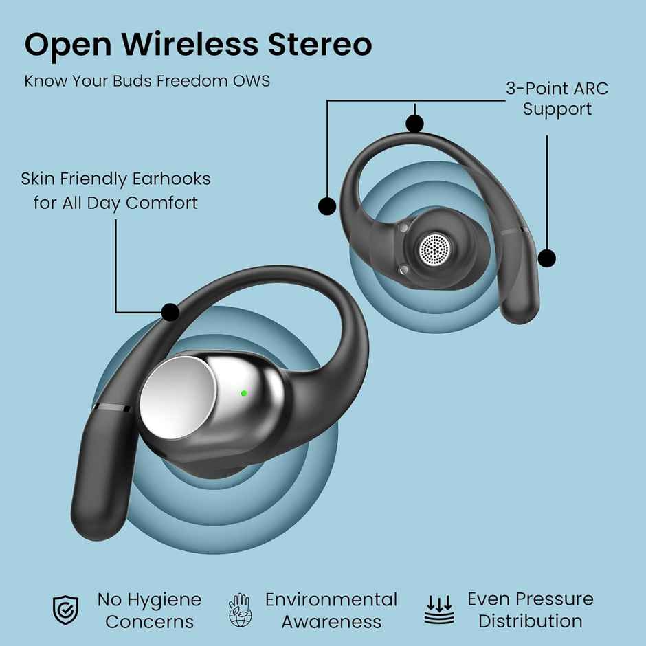 truke Buds Freedom Truly Wireless Bluetooth OWS with 4Mic PureVoice ENC, 60H Battery - SunsetBlack