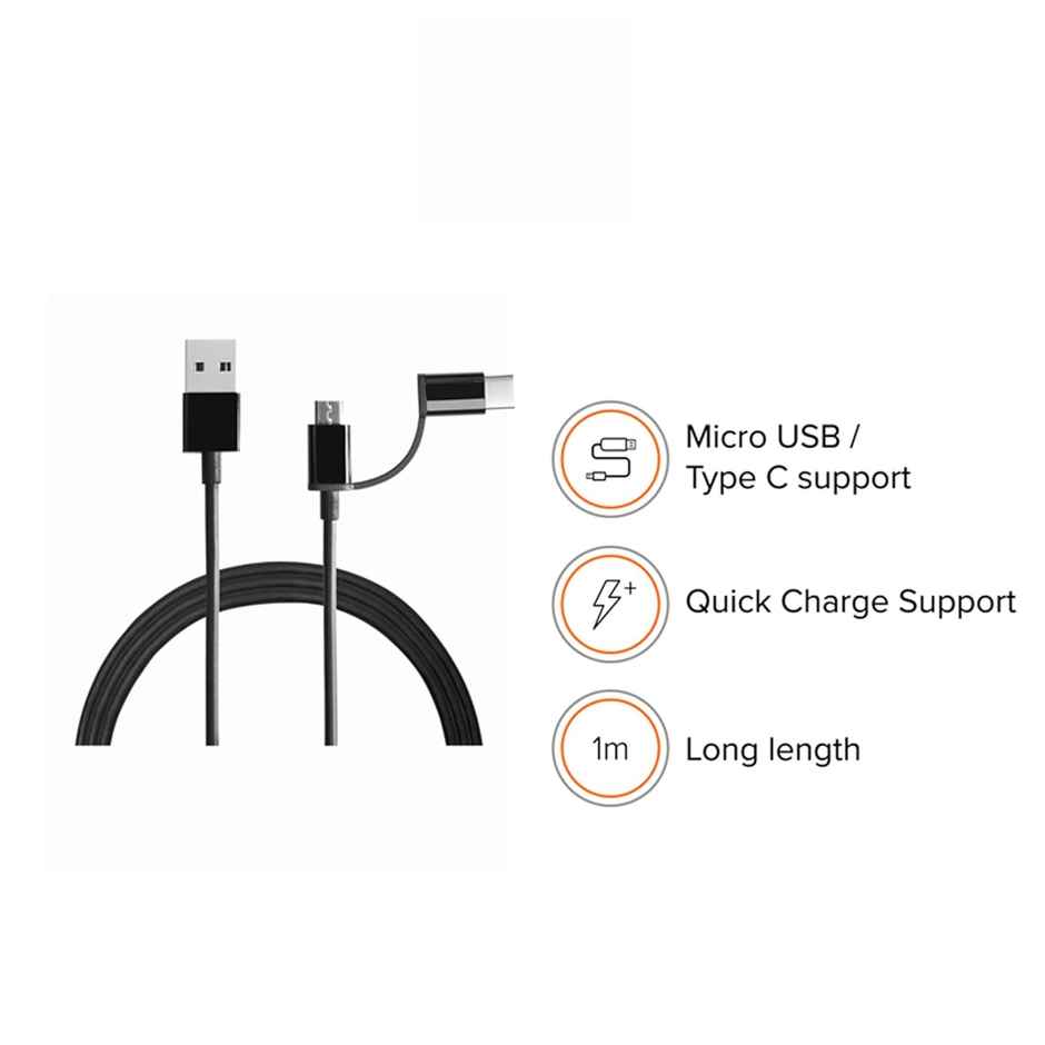 Xiaomi 2-In-1 Usb Cable (Micro Usb To Type C) 100Cm Black