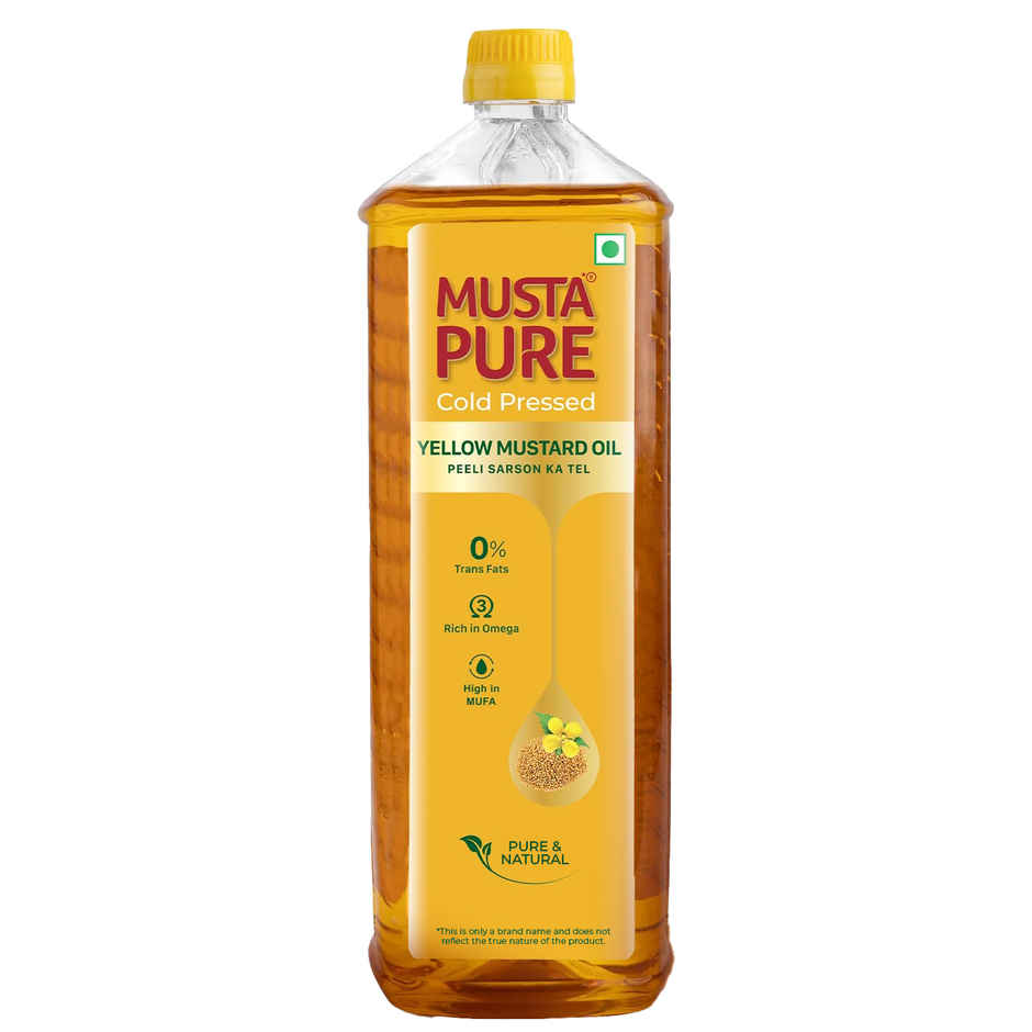 MustaPure Yellow Mustard Oil (Cold Pressed) | Pure & Natural | Cooking Oil | Bottle
