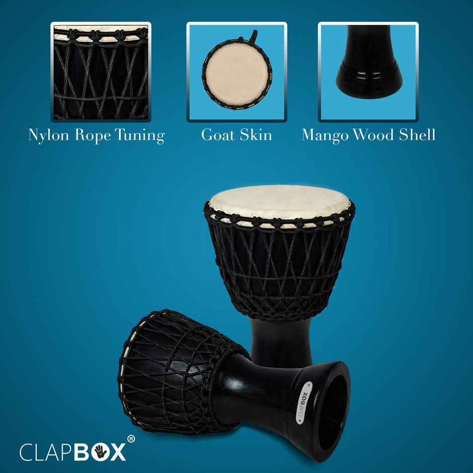 Clapbox Djembe - Mango Wood (8 Inches, Black)