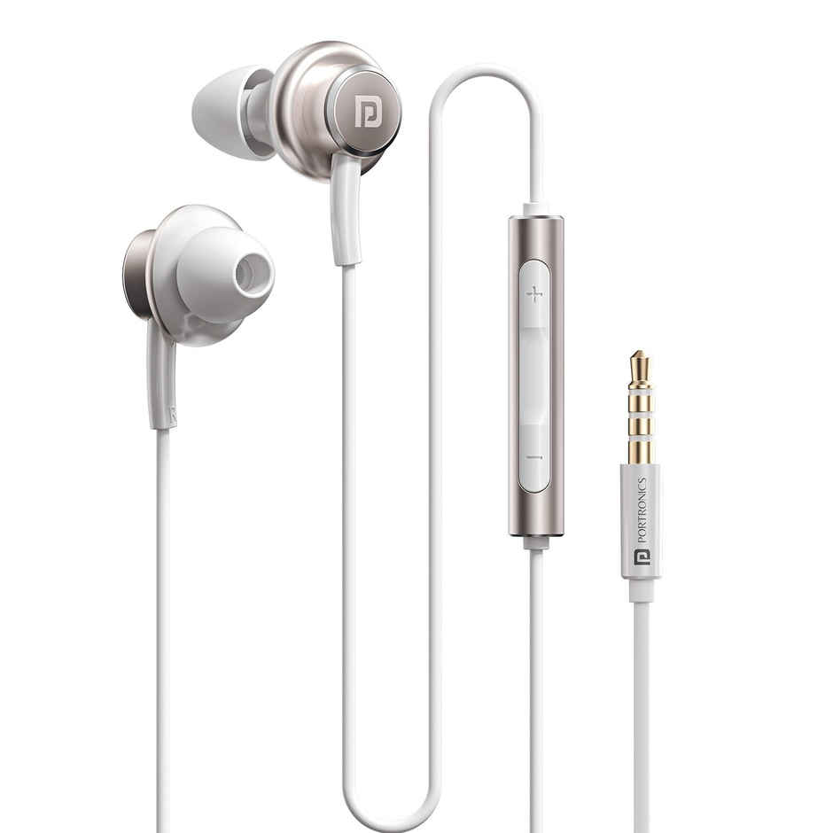 Portronics Conch Sigma A in Ear 3.5 mm Aux Wired Earphone | White