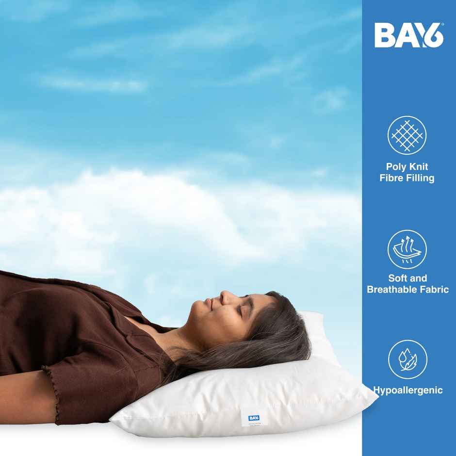 BAY6 Poly Fill Fiber Pillow | 60 x 40 cm | Set Of 2 - White