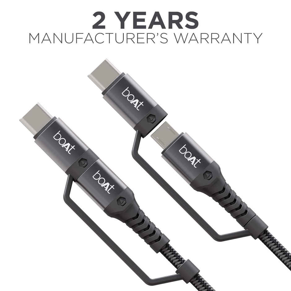 boAt USB Type C Cable 3 A 1.5 m Deuce USB 330 2-in-1 Micro and with 3A Fast Charge,480mbps  (Compatible with Android Phones, Tablets) - Mercurial Black