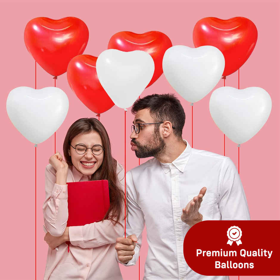Red and White Heart Balloons for Decoration | Party Propz