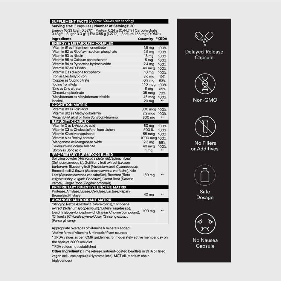 Wellbeing Nutrition Slow Multi + Omega 3 for Him Vitamins & Minerals, 15 Antioxidants & Digestive