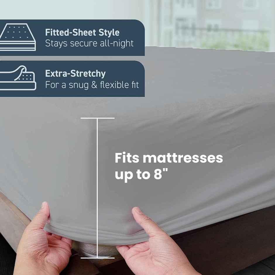 Lifelong Saferest Mattress Protector Breathable 80% Waterproof | 60 in X 78 in-Queen - Grey