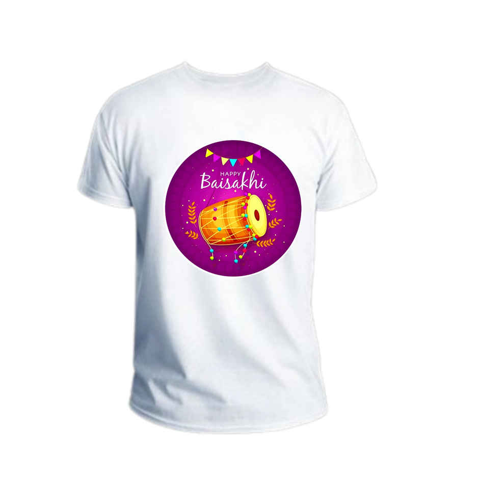 Pichai Men's Happy Baisakhi T-Shirt | XL | White