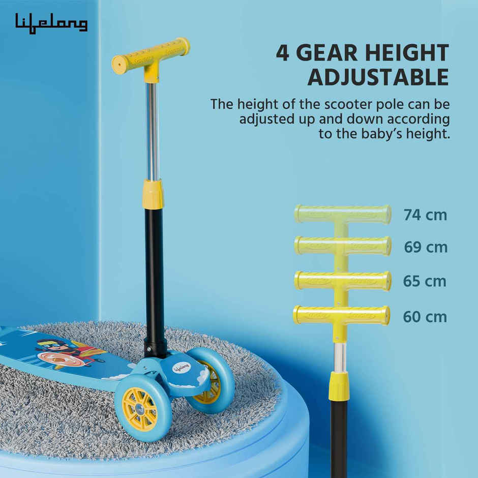 Lifelong Foldable Kick Scooter for Kids Max 50kg | Blue & Yellow