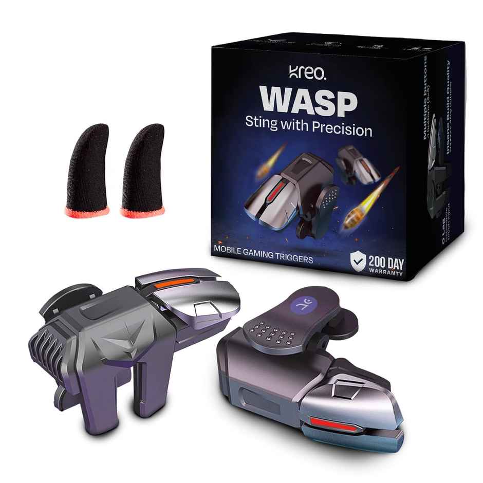 Kreo Wasp Pubg Gaming Trigger With Free Finger Sleeves For Mobile Gaming, Bgmi Triggers For Mobile