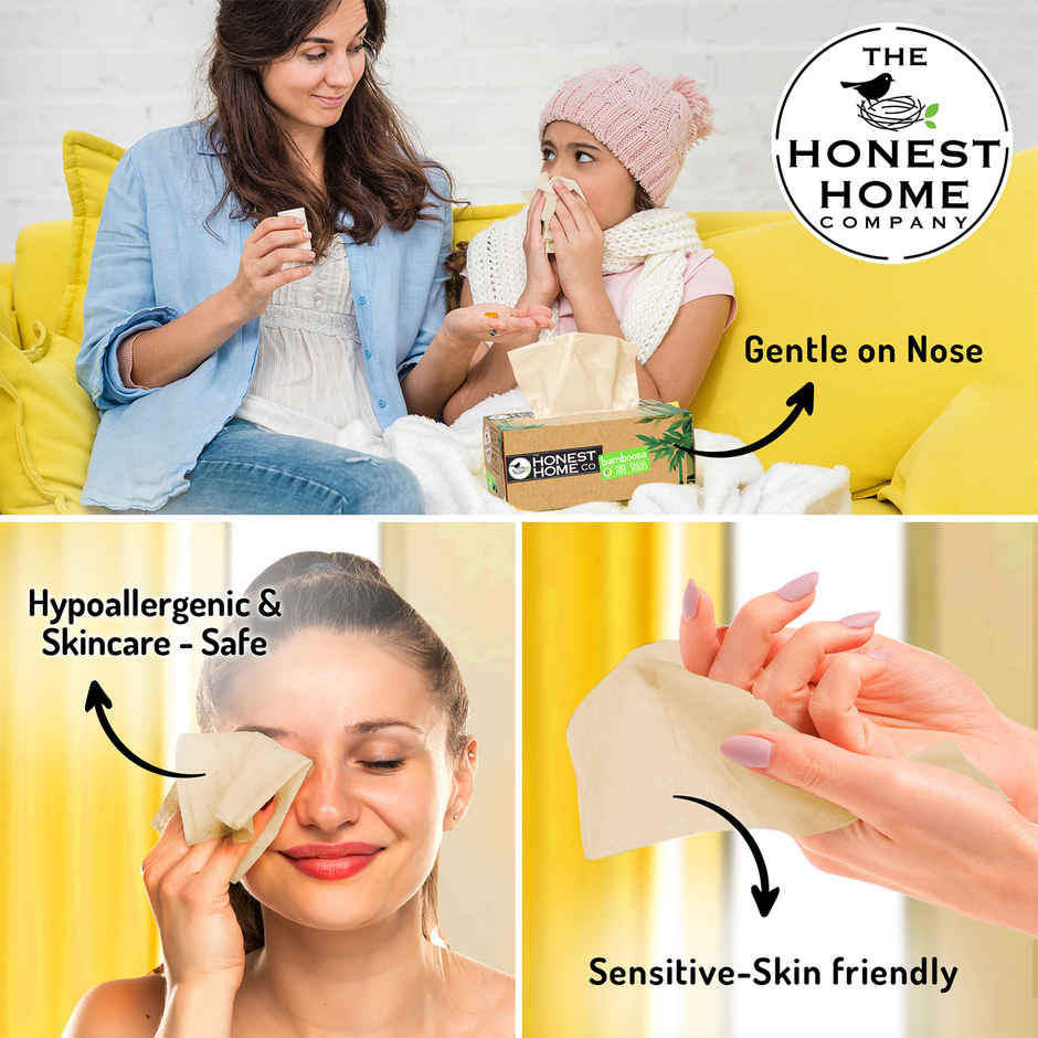 The Honest Home Company Bamboosa 2 Ply Facial Tissue | 200 Pulls | Brown