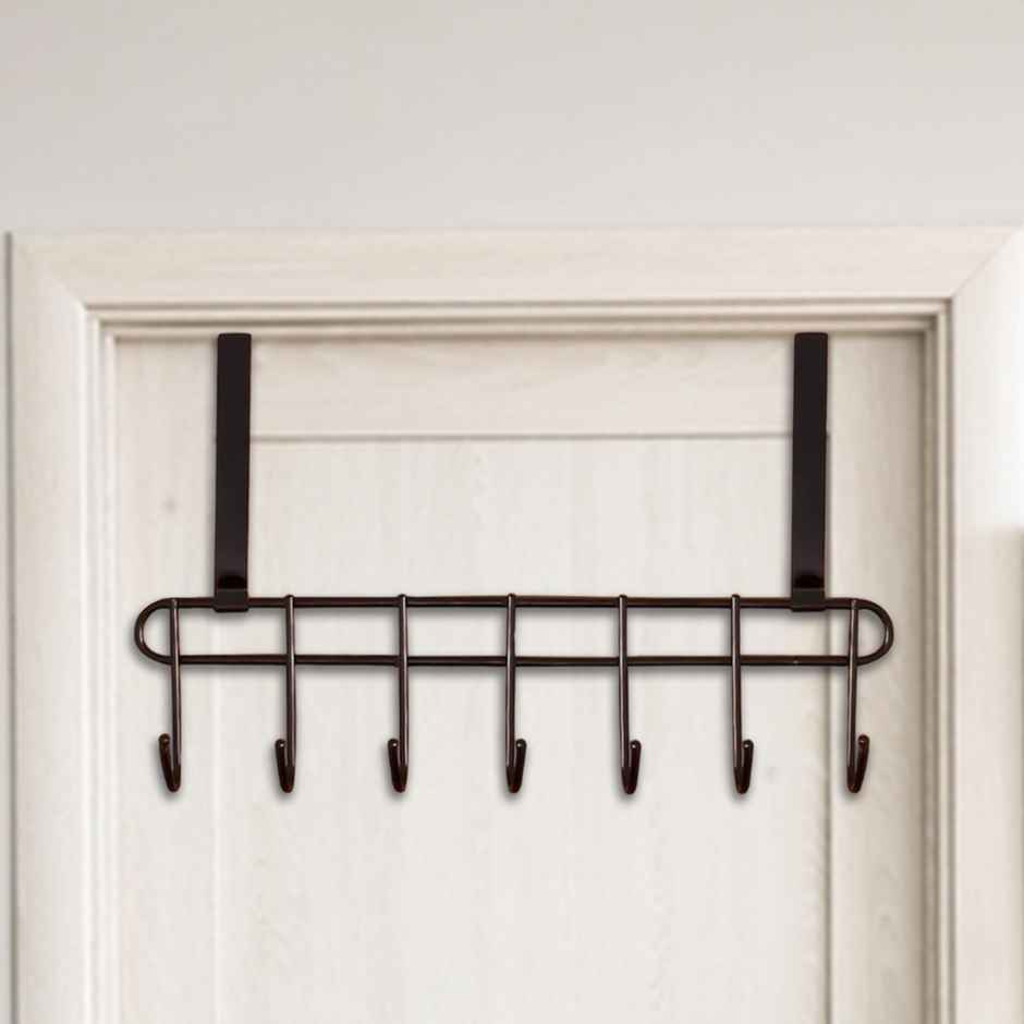 Senego by Trendy Home Door Hook Hanger - 7 Hook Hanger | Bathroom Organiser - Black