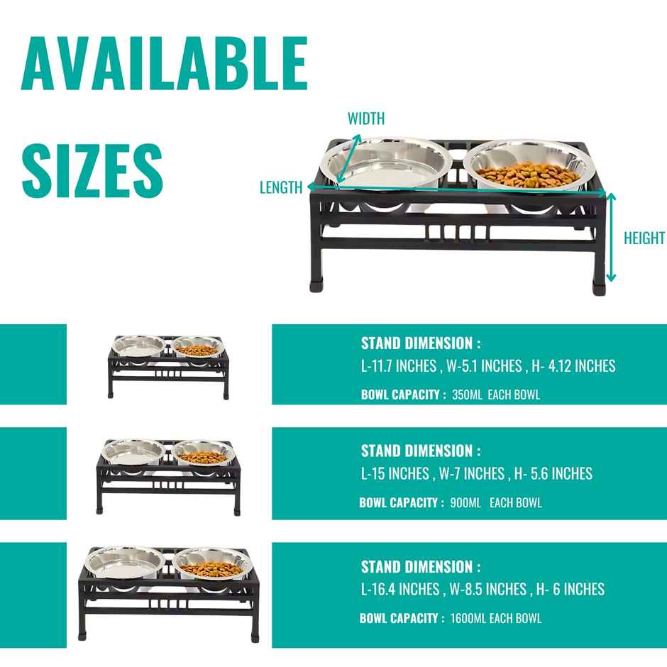 Pets Empire Metal Diner With Stainless Steel Bowls For Food & Water For Medium Breeds