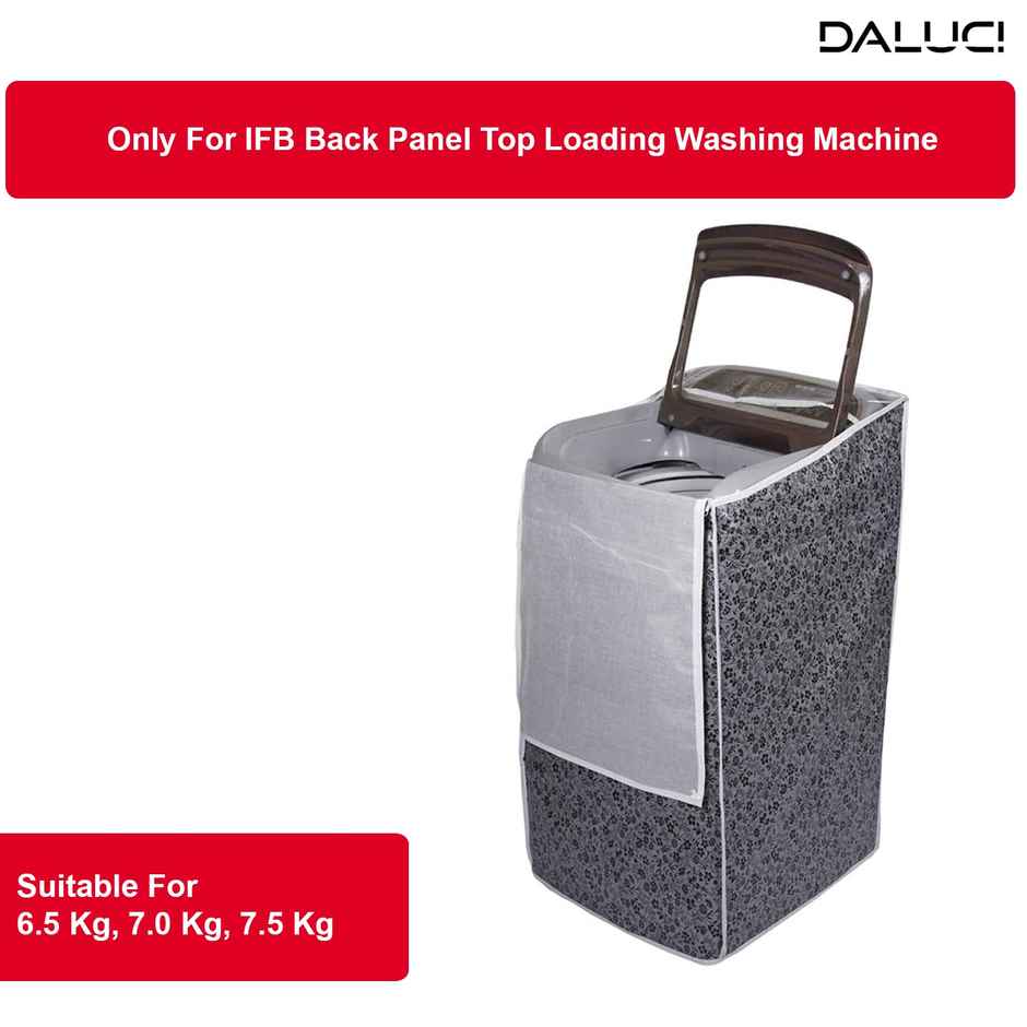 Daluci Top Load Washing Machine Cover for IFB - 6.5-7.5 kg | Black and Grey | 60 x 60 x 90 cm