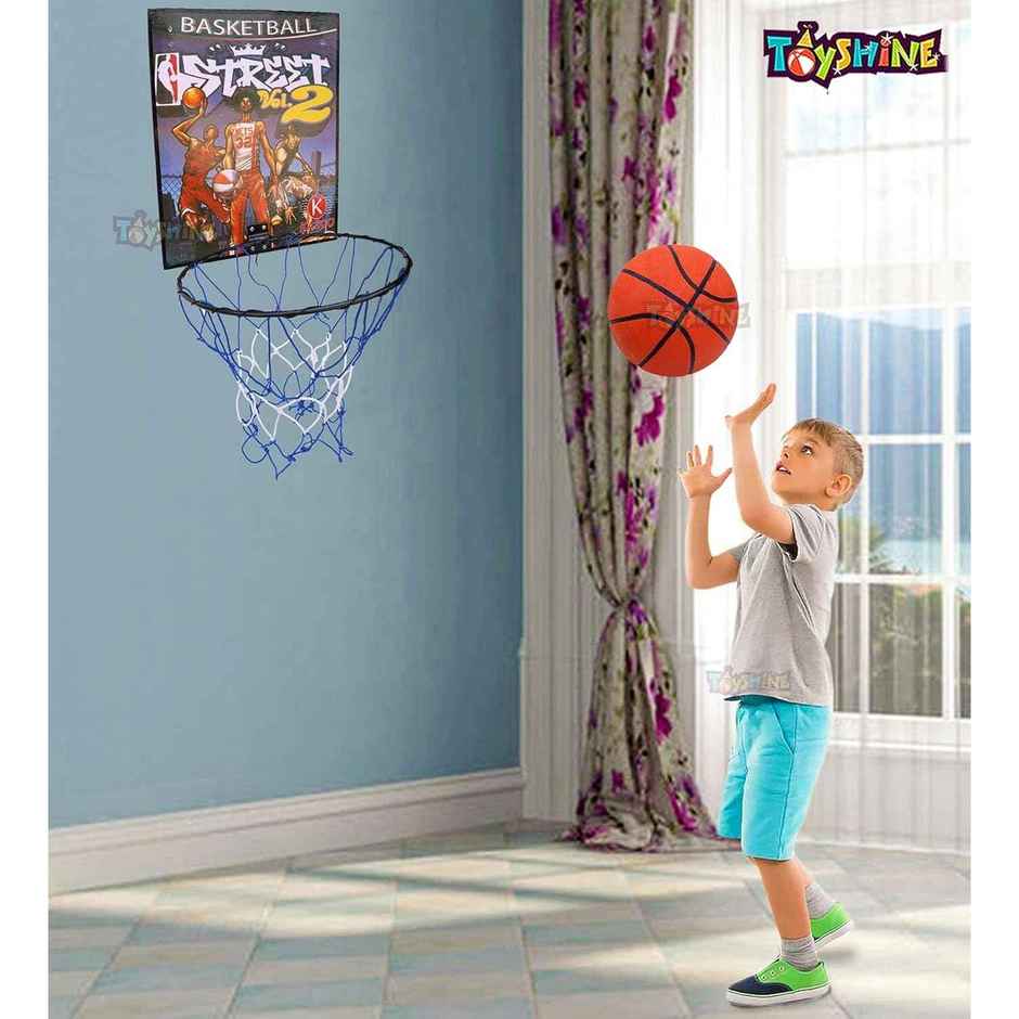 Toyshine Indoor And Wall Mountable Basketball Hoop And Nylon Net With No.5 Basketball