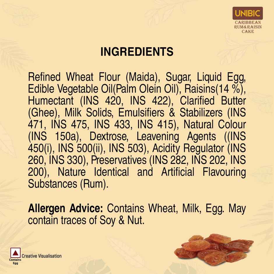 UNIBIC Caribbean Rum & Raisin Cake | Non-Alcoholic Rum Flavour