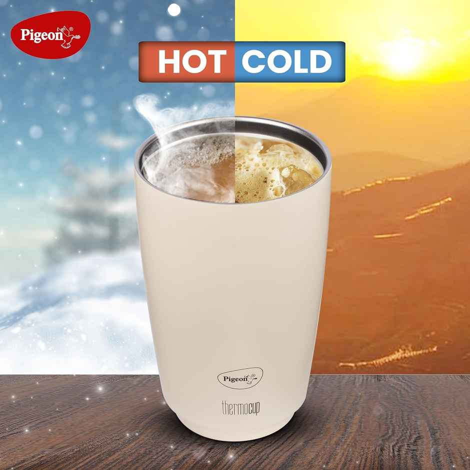 Pigeon Vaccum Thermo Stainless Steel White Cup - 400 ml