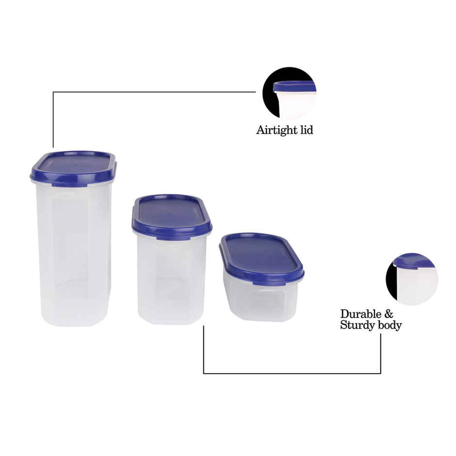 Cutting EDGE Plastic Modular Storage Containers |Set of 6 |525ml x2 |1200ml x2 |1800ml x2 |Dark Blue