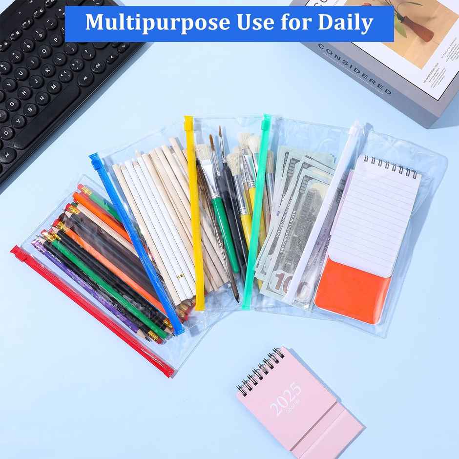 Saya A6 Zipper Bag PVC Transparent (Assorted) - Mini Makeup & Stationery Pouch