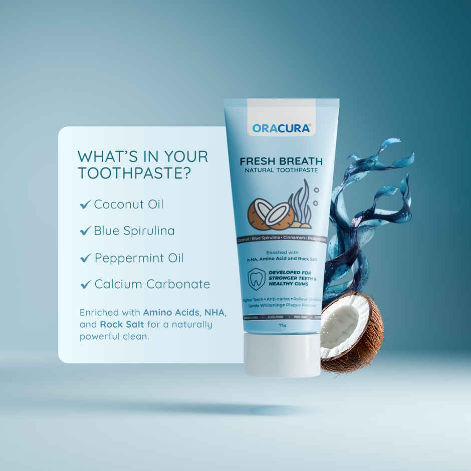 Oracura Fresh Breath Natural Toothpaste Coconut Combo