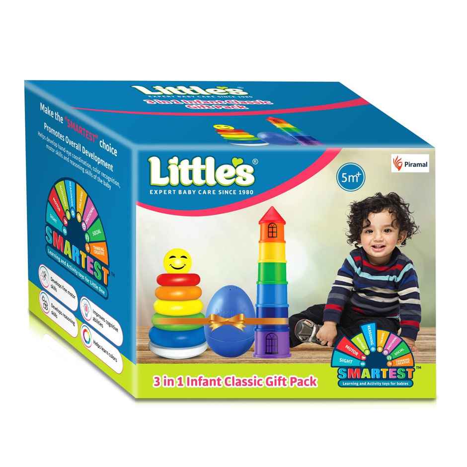 Little's 3 in 1 Infant Classic Gift Pack I Activity & Learning Toys for Babies I Multicolour