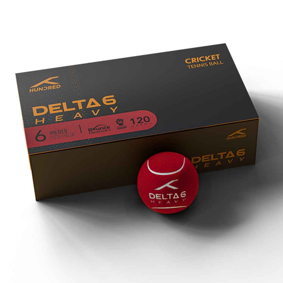 Hundred Delta 6 Heavy Cricket/Tennis Balls, Red