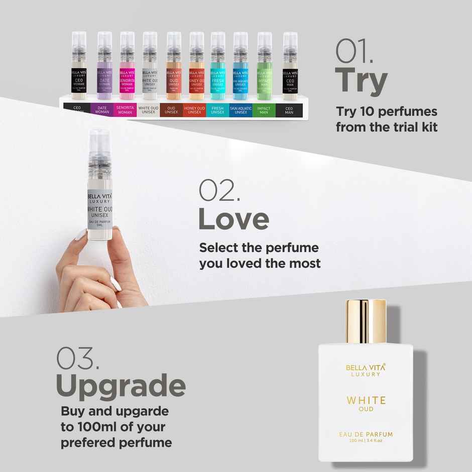 Bella Vita Luxury White Oud Eau De Parfum Unisex Perfume for Men & Women