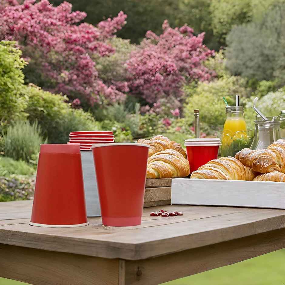 Red Party Cups | Disposable Glass | 360 ml | 5 pcs | Careswipe