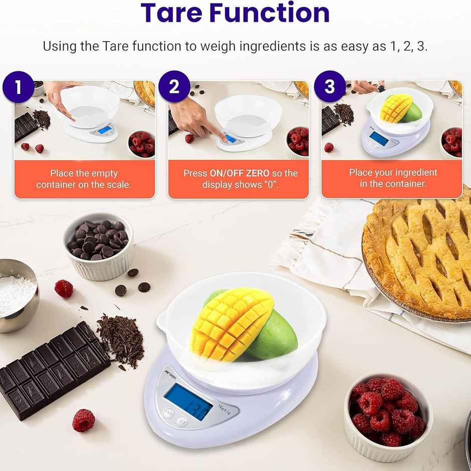 Ant AEKS200 Kitchen Weighing Scale With Bowl | White - 1 Unit