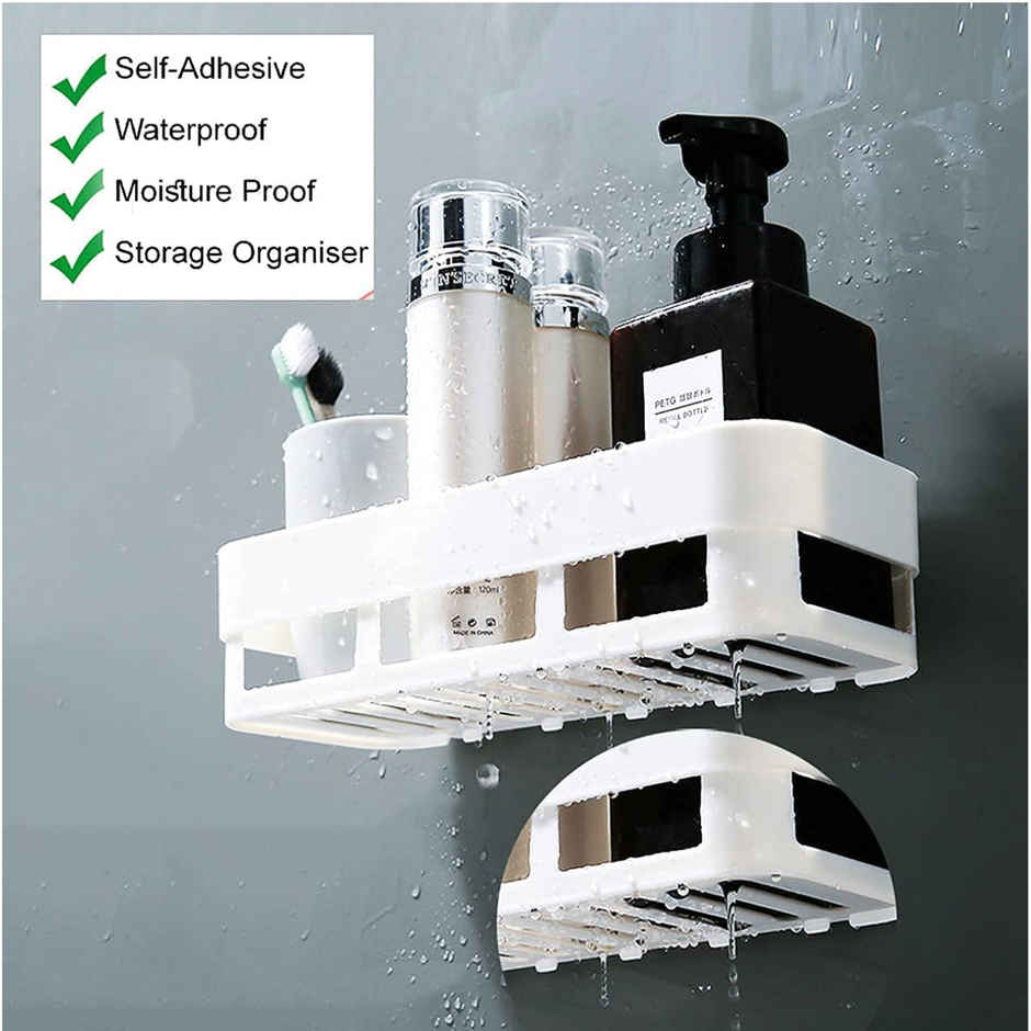 Perpetual Bathroom 1Shelf + 1Soap Dish Holder | Self-Adhesive Rack for Wall | Pack of 2