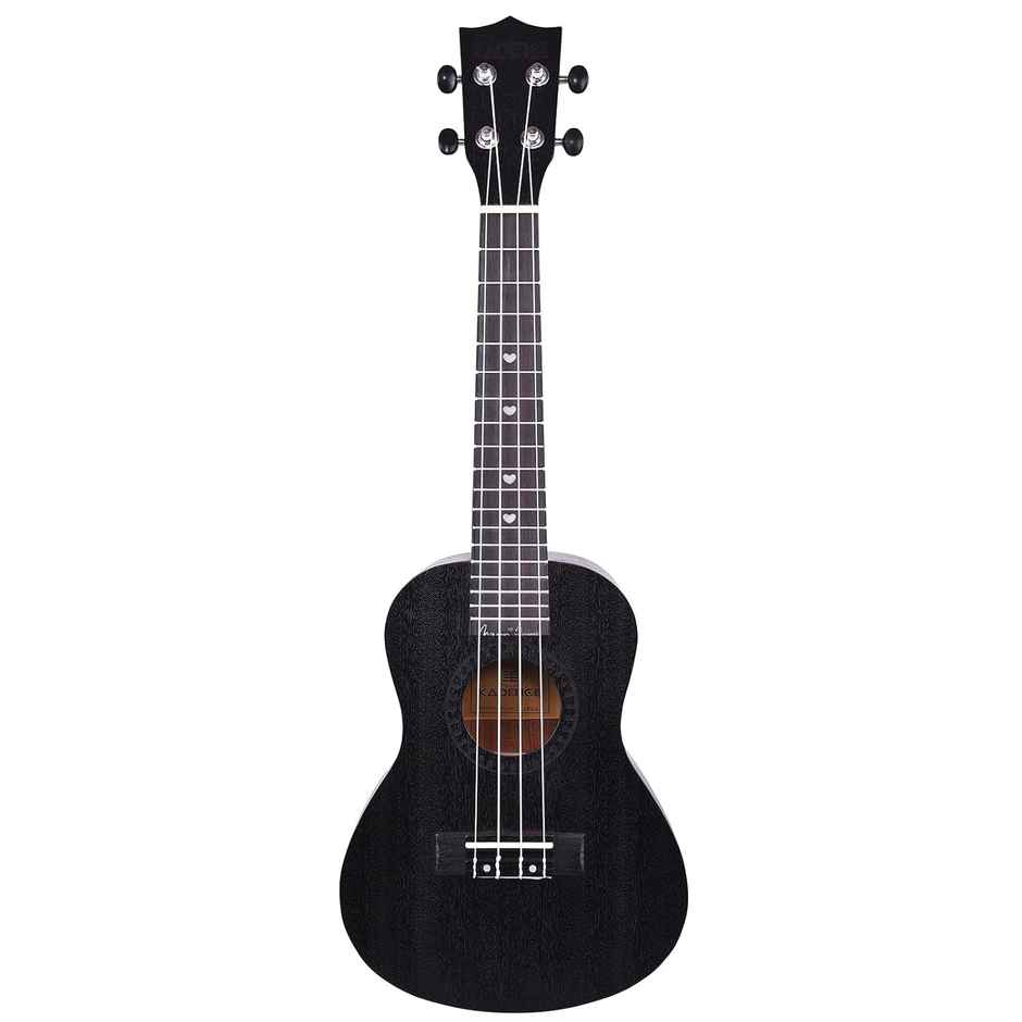 Kadence Concert Ukulele 23 Inch - Fluorocarbon Strings | Matte Finish | Strap & Bag | Black