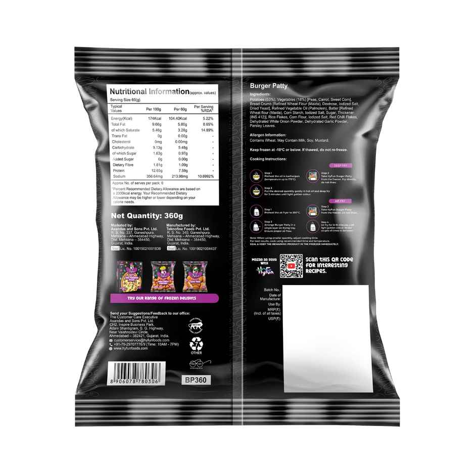 HyFun Veg Burger Patty, Quick & Easy | Frozen