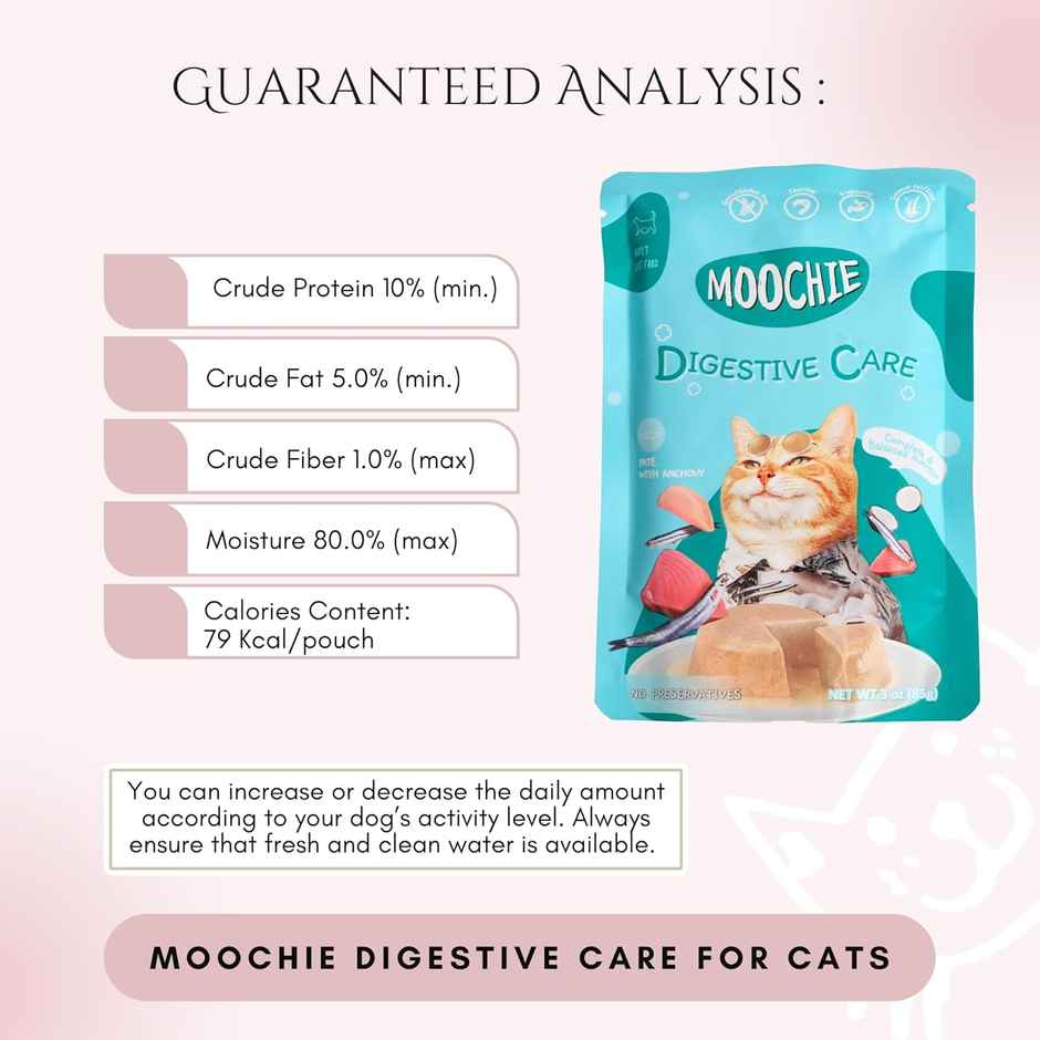 Moochie Cat Wet Food Digestive Care - Pate With Anchovy In Gravy | Gluten Free & No Preservative