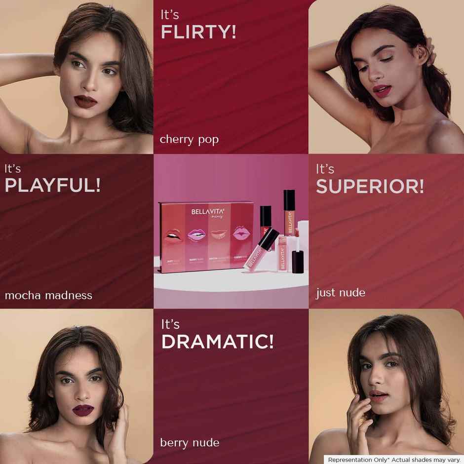 Bella Vita Mini Kiss Proof Liquid Lipsticks Set of 4 Gift Box