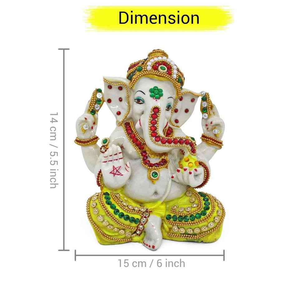 Tied Ribbons Ganesh Idol Statue Showpiece (15 Cm)