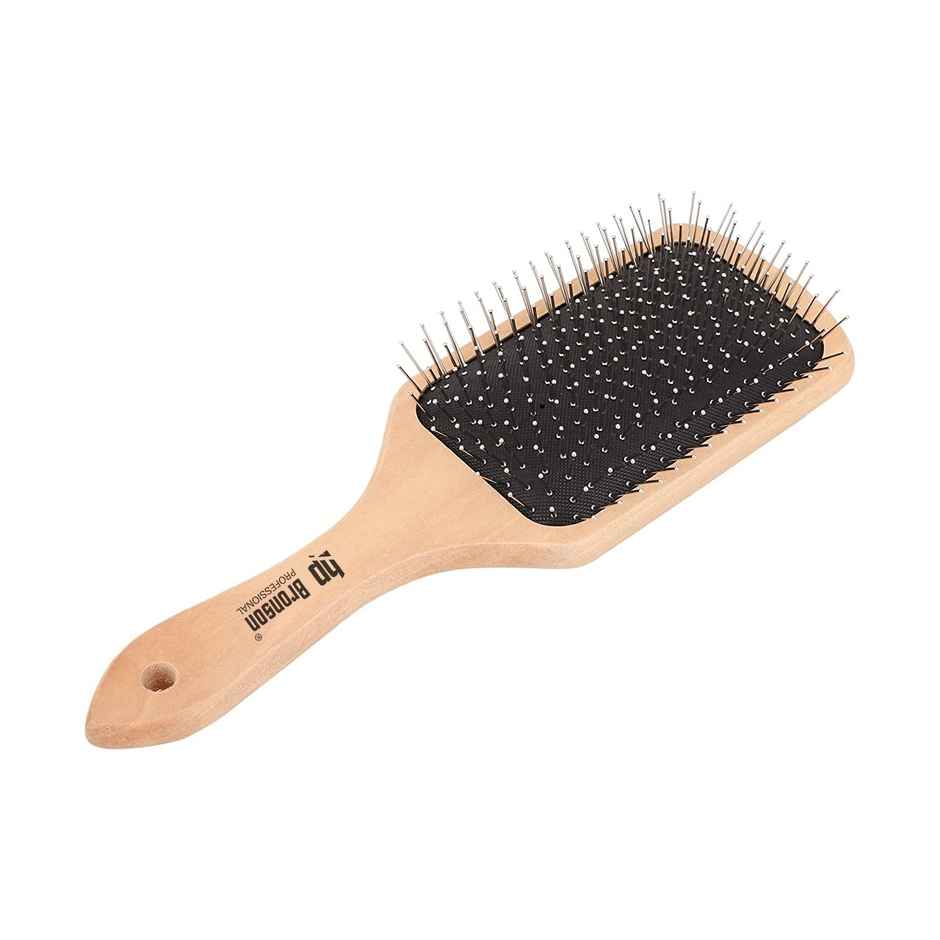 Bronson Professional Paddle Hair Brush Wooden With Steel Bristles